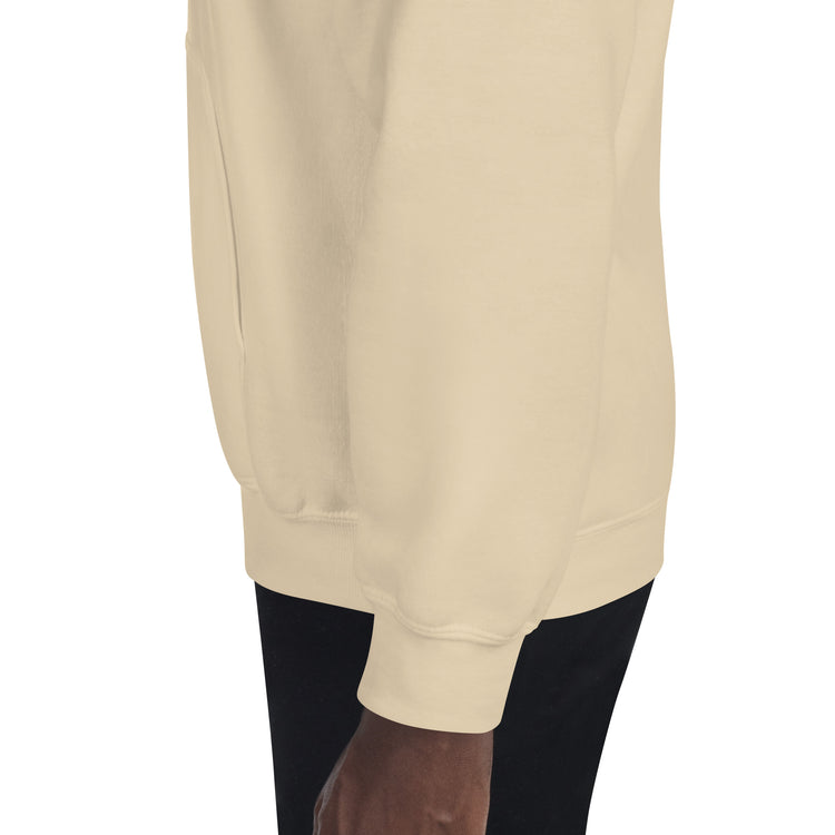 Cream unisex hoodie hem and sleeve cuffs close-up