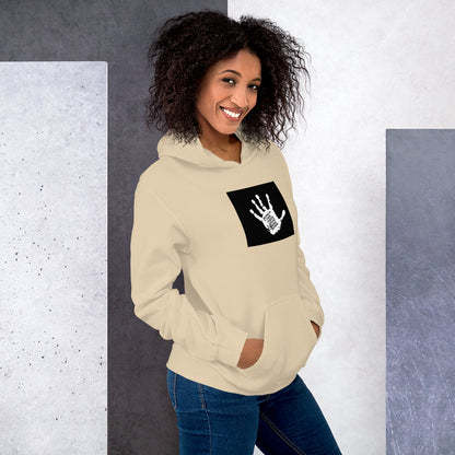 Moving In These Streets hoodie, cream front graphic and hooded sweatshirt