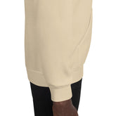 Cream unisex hoodie pocket and side seam detail