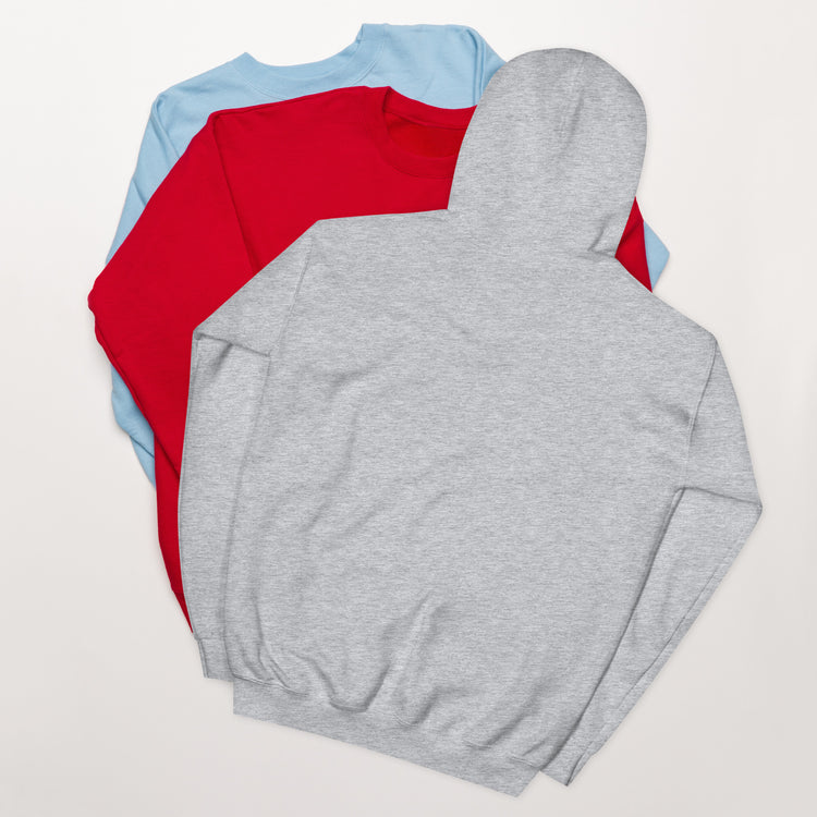 Light gray hoodie with front kangaroo pocket and hood