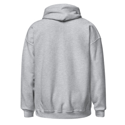 Light gray pullover hoodie back view with drawstring hood and kangaroo pocket