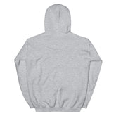 Light gray pullover hoodie back view with adjustable hood and pouch pocket