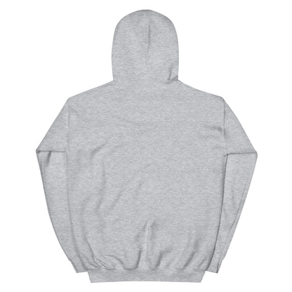 Light gray pullover hoodie with hood and kangaroo pocket, plain back view