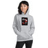 Unisex pullover hoodie, light heather gray, front graphic print and kangaroo pocket