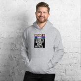 Light gray unisex hoodie with front logo graphic and kangaroo pocket