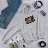 Unisex ash gray hoodie with chest graphic and front kangaroo pocket