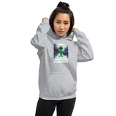 Light gray heather pullover hoodie with front graphic and drawstring hood