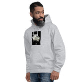 Heather gray unisex hoodie with front graphic, pullover hood, and kangaroo pocket