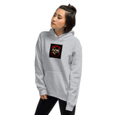 Sport grey unisex hoodie with hood and front kangaroo pocket, logo chest graphic.