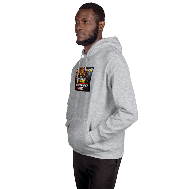 Gray unisex hoodie with kangaroo pocket and front chest graphic
