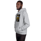 Unisex pullover hoodie in light gray with front pouch pocket and graphic square logo