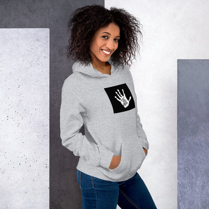 Moving In These Streets hoodie, light gray with front graphic and kangaroo pocket