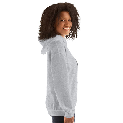 Light gray pullover hoodie with hood and front pocket kangaroo pouch.