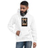 Moving In These Streets unisex hoodie in White, chest graphic and front kangaroo pocket