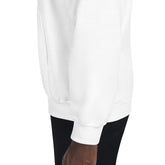 Black History Month unisex hoodie in white, cuffed sleeves and hem, partial front pocket